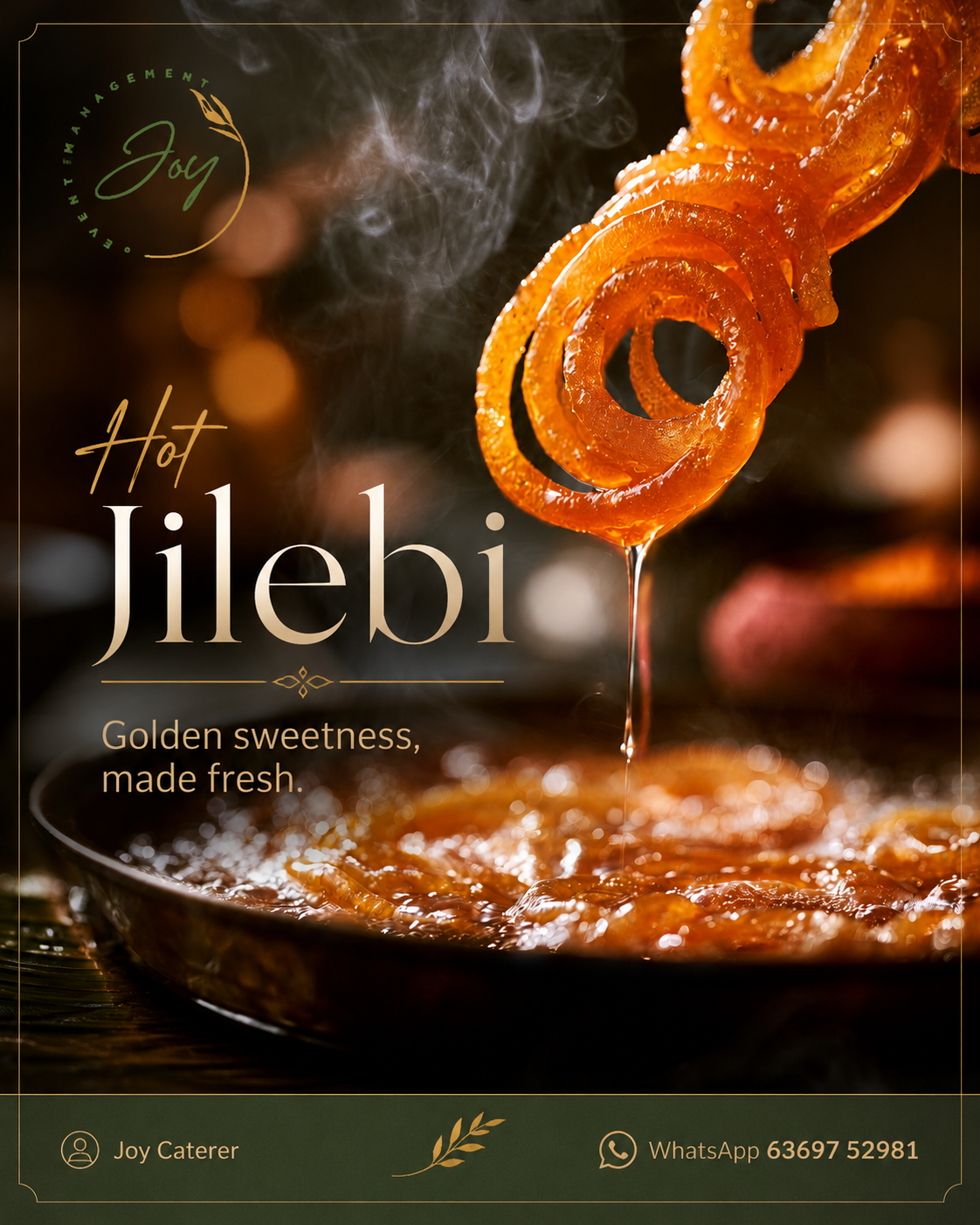 Hot Jalebi Counter live counter set up at a Chennai wedding by Joy Events & Catering