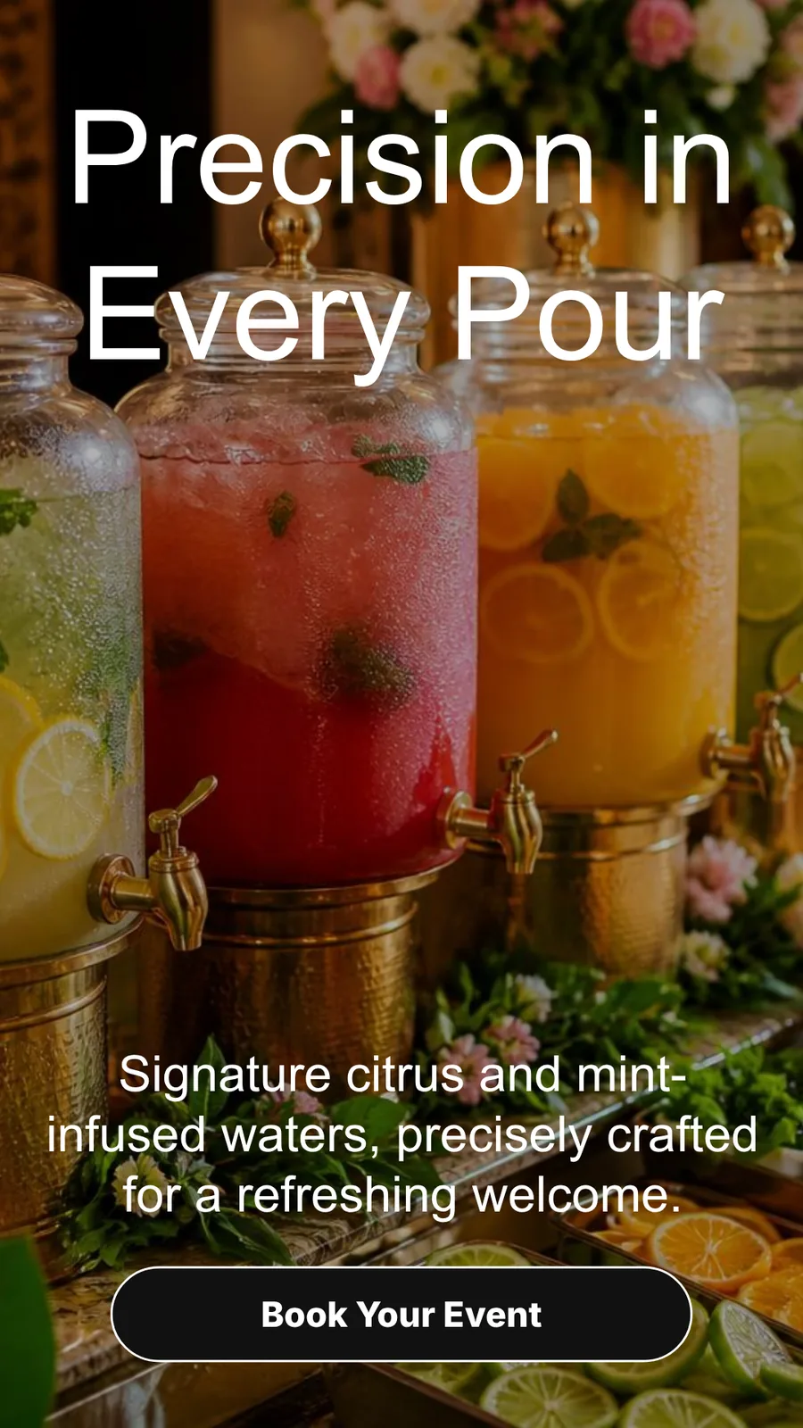 Precision in every pour — signature citrus and mint welcome drinks