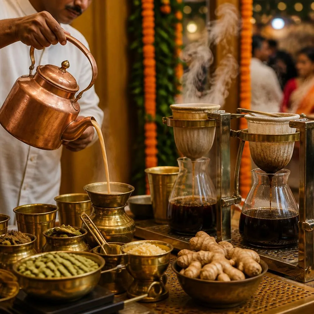 Live Tea Counter live counter set up at a Chennai wedding by Joy Events & Catering