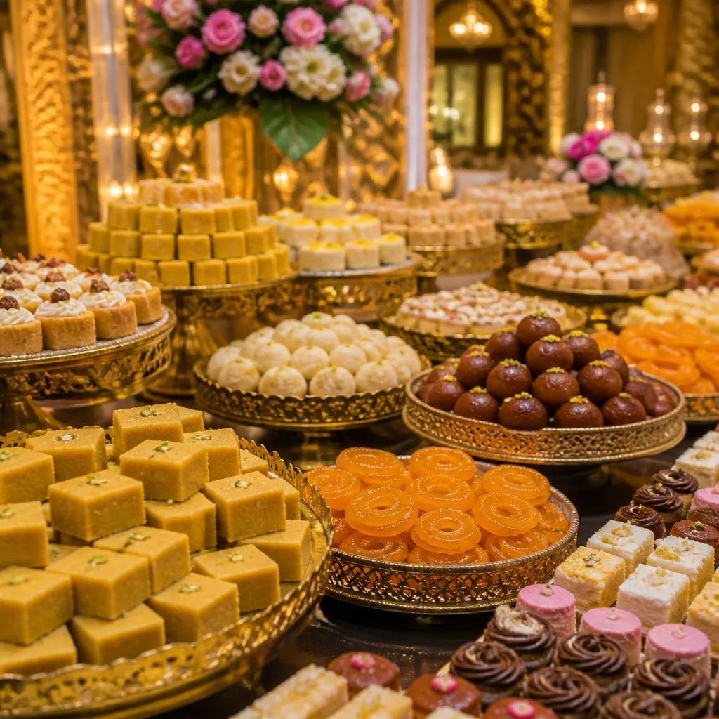 Dessert Counter live counter set up at a Chennai wedding by Joy Events & Catering