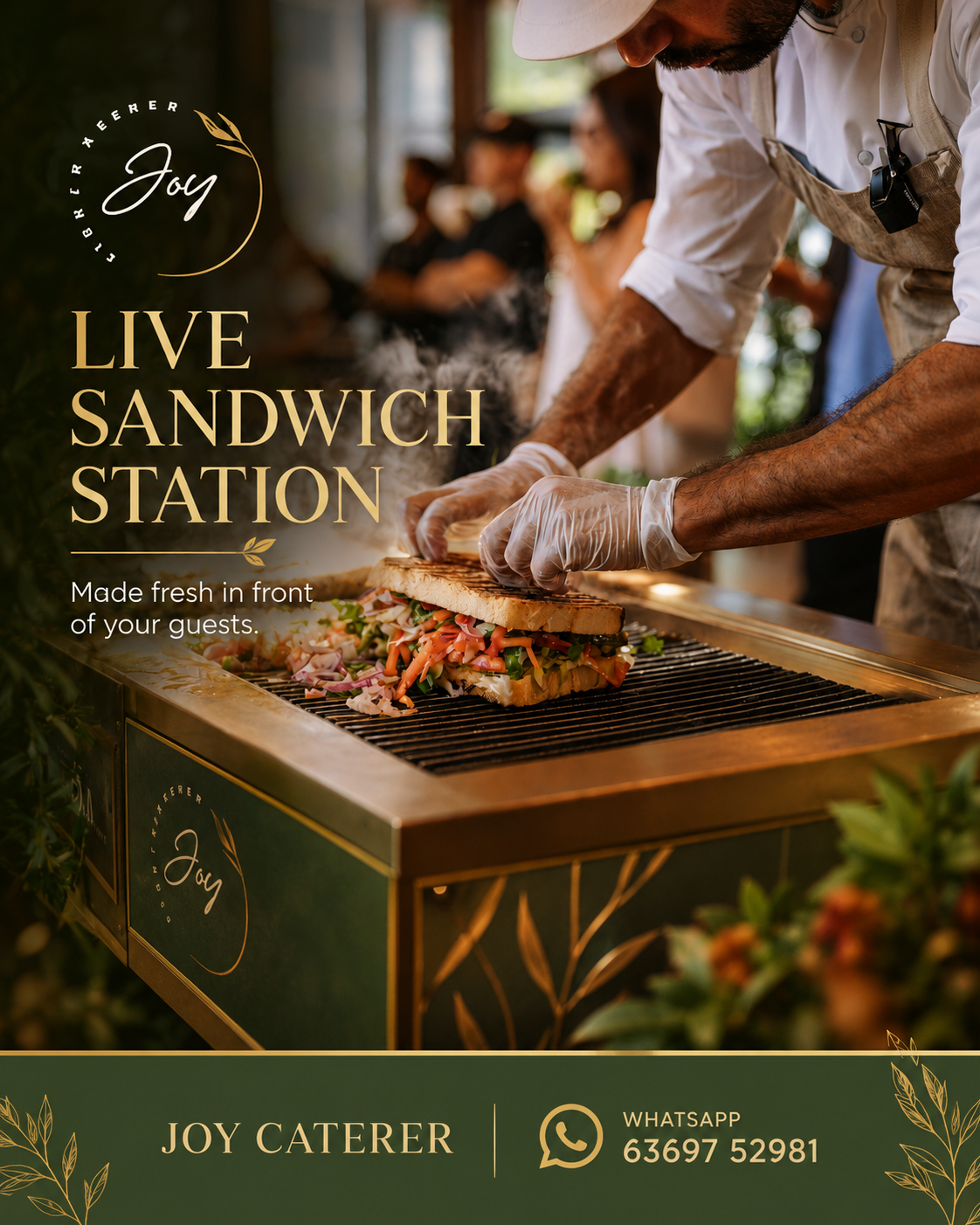 Live Sandwich Station live counter set up at a Chennai wedding by Joy Events & Catering