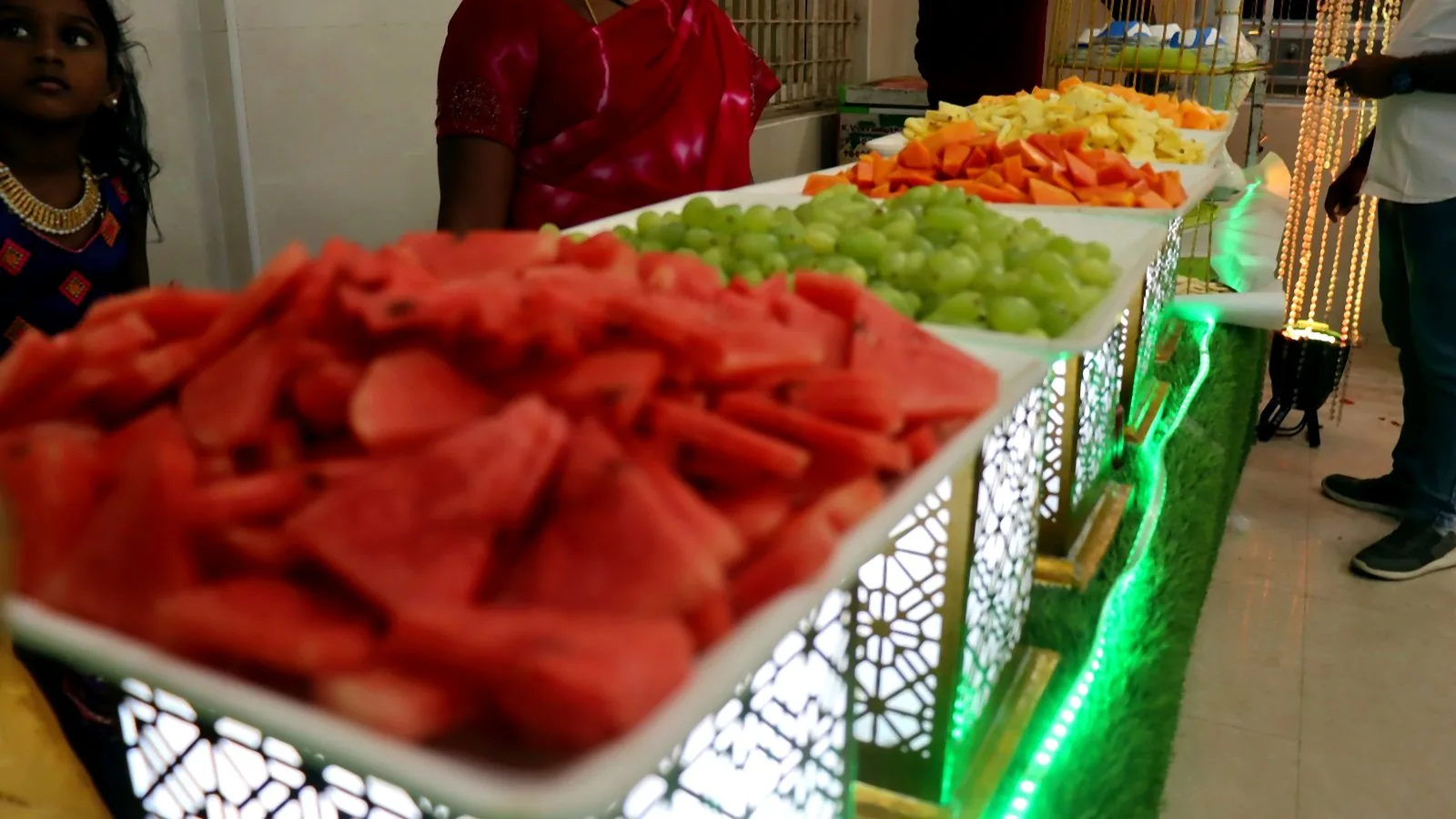 Cut Fruit Counter live counter set up at a Chennai wedding by Joy Events & Catering